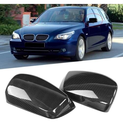 2pcs Rearview Mirror Cover Carbon Fiber Style CW-BW-M12-RPLMT Fit for E60 E61 E63 E64 2003 2004 2005 2006 2007 2008