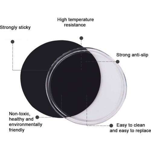 Black Car Cellphone Silicone Anti-slip Mat Pure PU Material Round Super Adhesion Mobile Phone Mat Practical Auto Accessories
