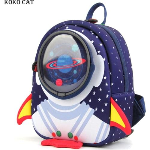 KOKO CAT 3D Cartoon Rocket Children Backpack Toddler Kids Bookbag Kindergarten Bag Space Capsule School Bags Mochilas Escolares