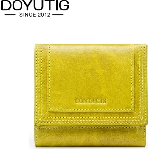 DOYUTIG Genuine Leather Women Short Wallet Female Coin Purse Small Walet Colorful Money Bag & Purse Lady Mini Card Holder A237