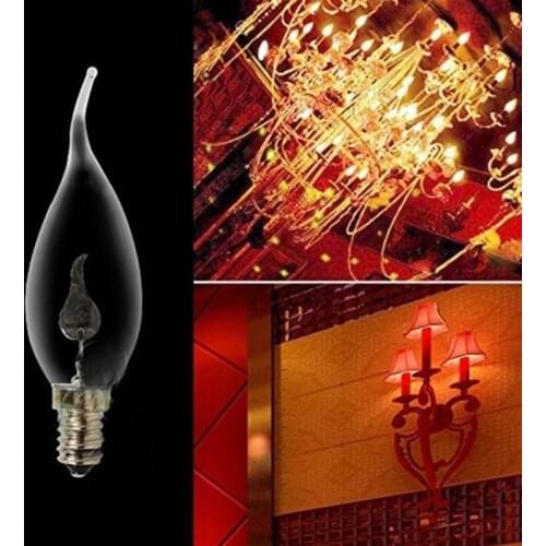 Edison Flashing Flame LED Candle Bulb E14 E27 Lighting Old-fashioned 3W AC220V Taillight Retro Decorative Energy-saving Lamp