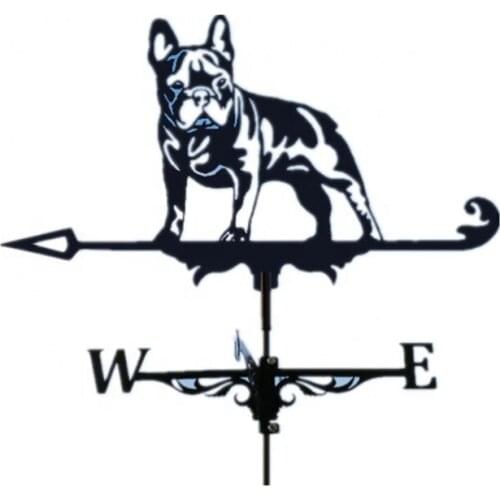 Outdoor Garden Use French Bulldog Wind Direction Indicator Weather Vane For Roof Decoration