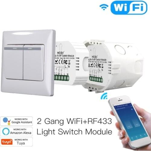 WiFi Smart Switch Wireless Light Switch Module 2 Gang 2 Way Smart Life/Tuya APP Remote Control Timer Work With Alexa Google Home