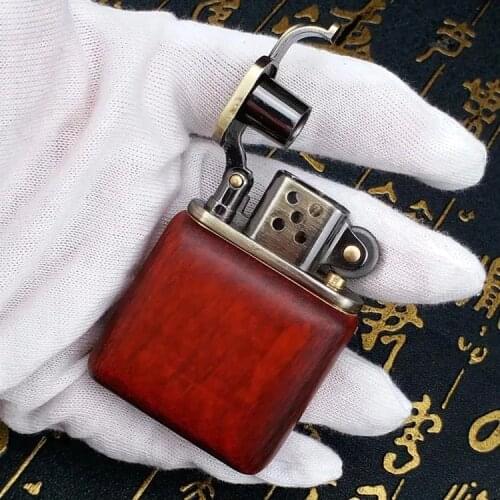 Rosewood Kerosene Lighter Gasoline For Cigarette Vintage Grinding Wheels Ignition Oil Petrol Lighter Refillable Flint Lighter
