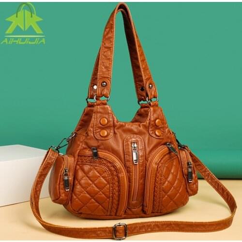 Fashion Womens Solid Color Shoulder Bags Luxury Design Messenger Bag 2021 New High Quality Pu Leather Retro Women Travel Handbag