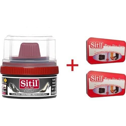 Siting in Shoe Care Kit (175 ml Black Paint + 2 PCs Buffing Sponge)