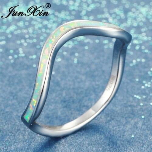 Irregular Ocean White Fire Opal Wave Rings For Women Men Couple Wedding Bands White Gold Rose Gold Engagement Rings Jewelry Gift