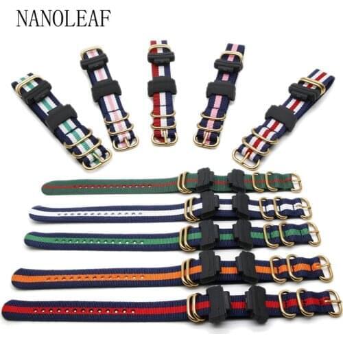 Nylon Watch Band and Adapter 22MM Replacement Strap for Casio G-Shock DW5600 DW9052 GW9400 GW100 GD120 with Gold Color Buckle