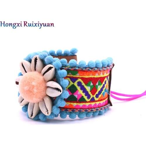 Bracelet New leather bracelet ladies charm bracelet bohemian activity knot shell flower bracelet handmade jewelry gift Wholesale