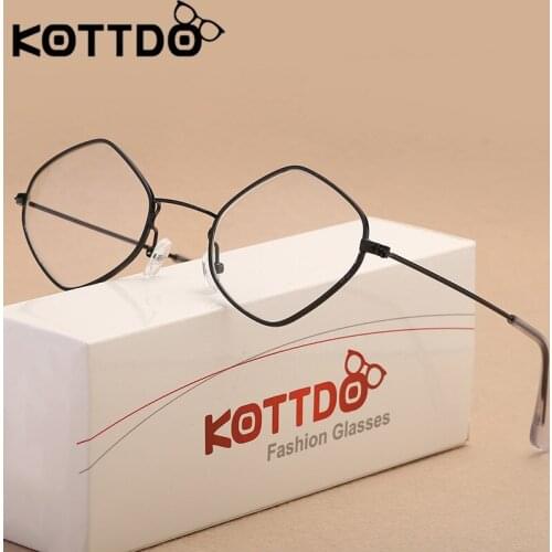 KOTTDO Women Retro Eyeglasses Frame Men Clear Glasses Frame Vintage Eyewear Optical Rhombus Oculos De Grau Femininos Gafas