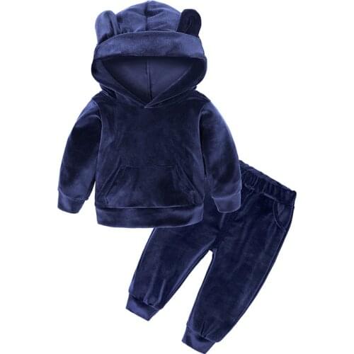 Autumn Spring Unisex Sports Set Gold Velvet Kids Clothing Sets Girls Tracksuit School Kids Suit Sets Baby Jackets & Pants