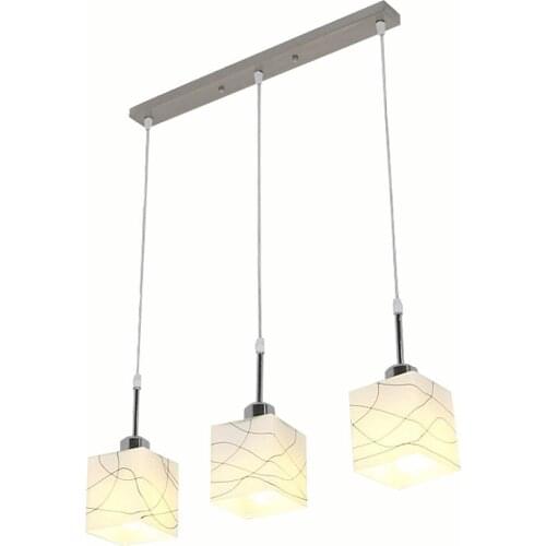 Glass Square Cube Dining Room Pendant Light Modern Simple Restaurant Delineated Boxes Kitchen Pendant Lamp Balcony Hanging Lamps