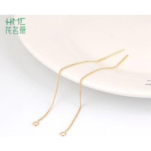 New Arrival Copper Chain Plated Gold Height 80mm Hole Size 2mm 2pcs/lot Metal Charms Gold Earring For Jewelry Making Findings
