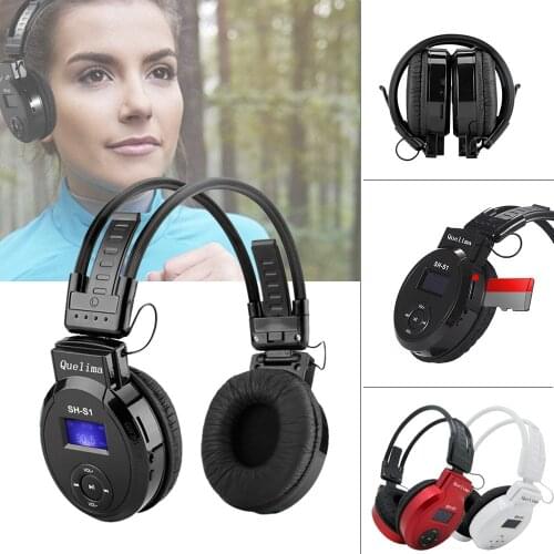 Universal Foldable Sports Wireless Headset LED FM Radio Headphone with LCD Screen Support TF Card for Computer Phone Microphone