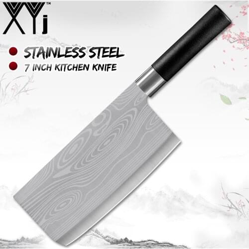 XYj Kitchen Cooking Tool Stainless Steel Pattern Blade 7 Inch Ktichen Knife Slicing Cutting Tool Non-stick Anti-rust Accessory