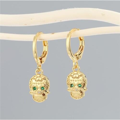 1Pcs Rainbow Skull Heart Hoop Earrings For Women Gift Jewelry Unique Punk Shiny Geometric Small Circle Earrings E698-150