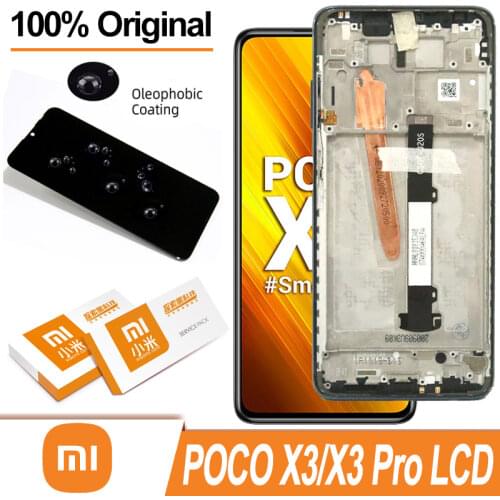 100% Original 6.67" IPS Display with frame for XiaoMi POCO X3 Digitizer Assembly for Xiaomi PocoX3 / Poco X3 Pro LCD