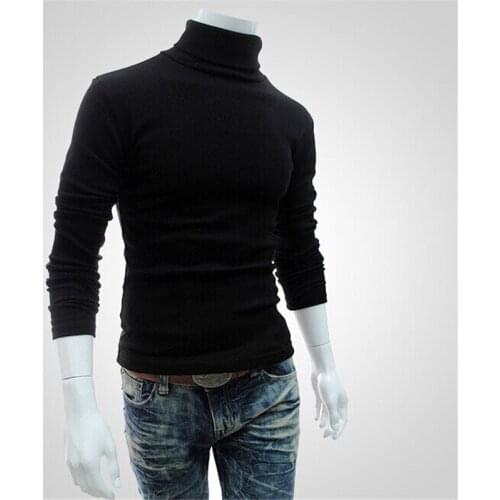 2019 Fashion Trend Autumn Winter New Men Slim Warm Cotton High Neck Pullover Jumper Sweater Top Turtleneck Casual Simple Clothes