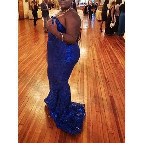 231 Royal Blue Fashion Sweetheart Mermaid/Trumpet Sequins Long Women Evening Dress/Engagement Prom Gowns PLus Size Free Shipping