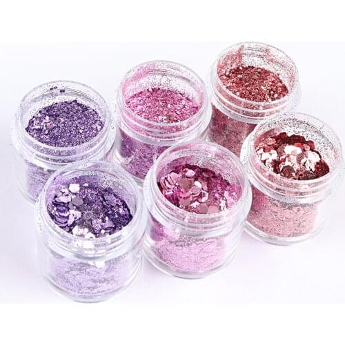 3pcs Shiny Glitter Resin Fillings Hexagon Bling Loose Sequins UV Epoxy Resin Pigment DIY Nail Art Decorations Purple Pink Set