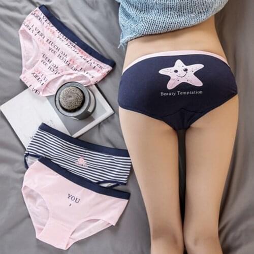 3pcs/lot Women Cotton underwear Sexy female comfortable Briefs Cute Soft Panties Cute Underwear for women girls