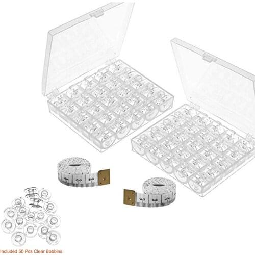 50Pcs Sewing Machine Bobbins Empty Bobbins Sewing Machine Spools Storage Box for Sewing Machine Parts and Accessories