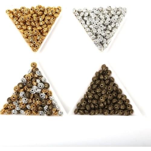 Factory Price 50pcs Antique Metal Spacer Beads Gold Cone pattern 6mm plated color for DIY Vintage Jewelry Making