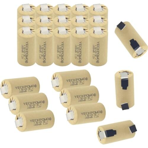 Real capacity as declared 24 pcs SC batteries 1300mAh NICD sub C battery 1.2V akkus flat top for power tools for dewalt