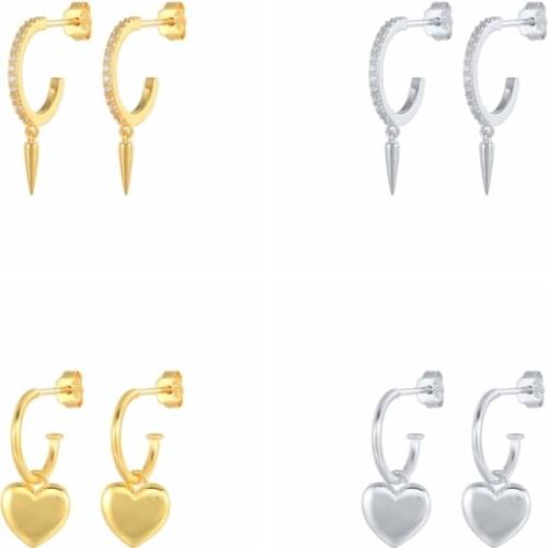 CANNER 925 Sterling Silver Stud Earrings Diamond-studded Rivet Heart Fashion Mothers Day Gift Earrings For Women 2021 Trend