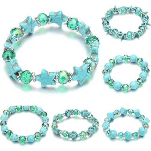 New Sea Turtle Star Beads Bracelets For Women Men Classic Natural Stone Elastic Friendship Bracelet Beach Jewelry Gifts