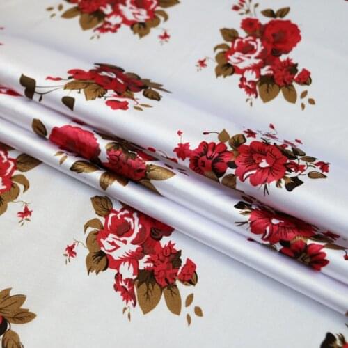 By Meter Tilda Floral Satin Fabric Satin Scarf Dress Material Coat Lining Soft