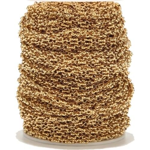 3MM width gold tone Cable Jewelry Chains Stainless Steel 8 shape Link Chains for Necklace Bracelet Jewelry Makings