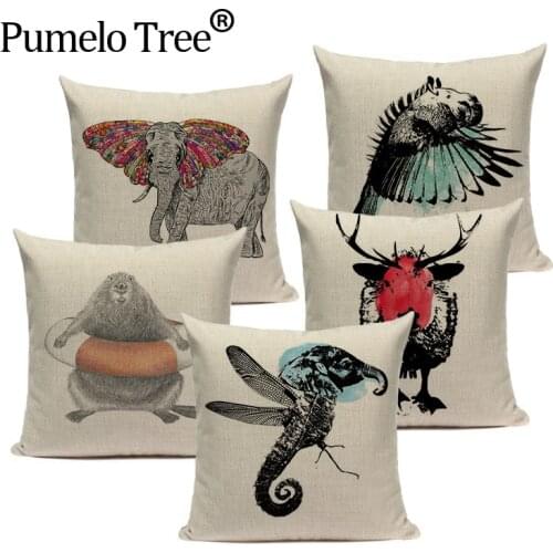 Animal cushion cover personalized panda elephant zebra home decorative cushions square one side print throw pillows custom