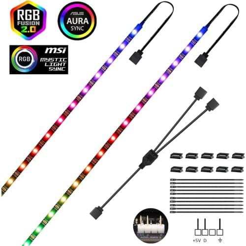 WS2812b Addressable Rainbow PC Digital LED Strip Tape for 5V 3pin ARGB Header Case Asus Aura Sync Gigabyte RGB Fusion MSI Mystic