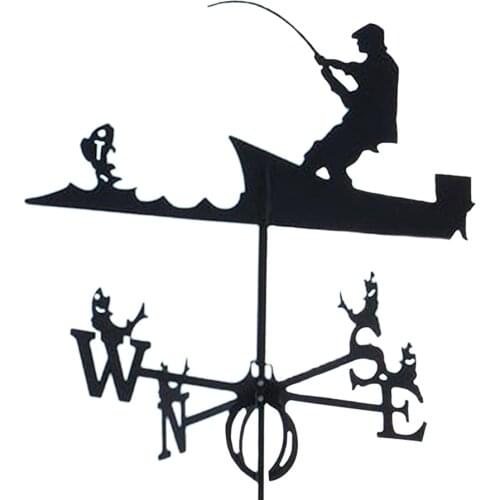 Decorative Wind Vane Weather Vane Garden Mount Yard Stake, Stainless Steel Weather Vane Farm Durable Scene - Black