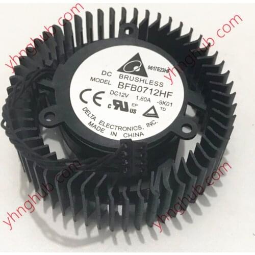Delta Electronics BFB0712HF 9K01 DC 12V 1.80A Dia. 65x25mm C.T.C 37mm 4-wire Server Cooling Fan
