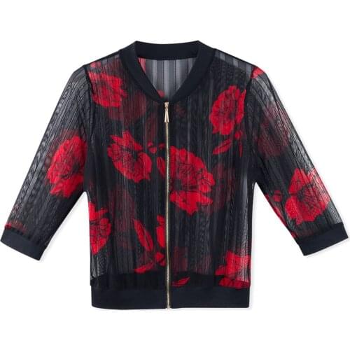 Neatie kiddie Summer Streetwear Fashion Casual Sunscreen Jacket Women Coat Three Quarter Sleeve Jackets Slim Floral Lady Outwear