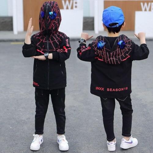Childrens Windbreaker Childrens Coat Girl 12 and 14 years Jacket Spring Long Sleeved Cartoon Thin Hooded 4-14Y Boy Jackets