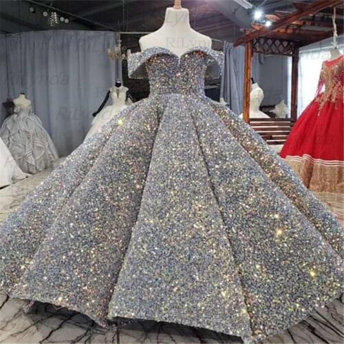 Kids Glitter Party Dresses Puffy Navy Blue Girl Sequin Princess Dress One Shoulder Kids Baby Prom Ball Gown Flower Girl Dresses