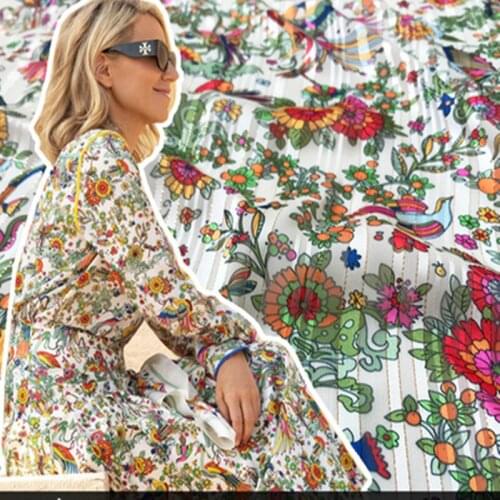 145cm*100cm designer fabric New product color phoenix flower digital printing fabric in spring and summer in Europe and America