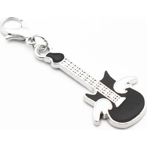 Hot selling 20pcs/lot Alloy Guitar Dangle Charms Lobster Clasp Hanging Charm For Pendant Bracelet Floating Charms Jewelry