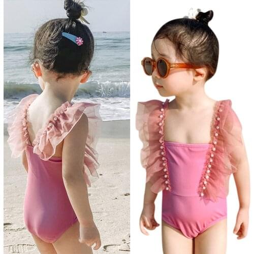 12M-5T Baby Girl Swimsuit Sunscreen Swimwear Sleeveless Printed Kids Girls Bikini Beach Summer One Piece Bathing Suit
