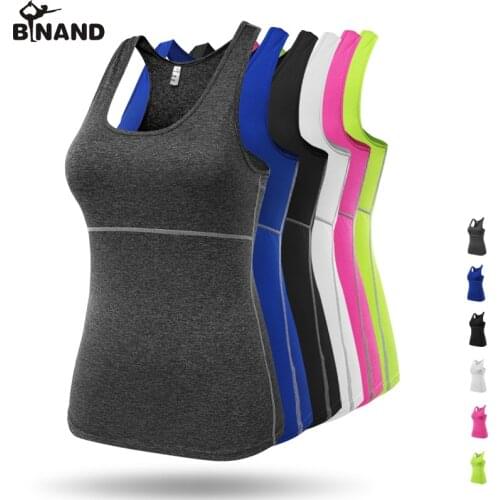 BINAND Women Round Collar Tights High Elastic Soft Yoga Tank Top Slim Quick Dry Compression Gym Running Fitness Sports Underwear