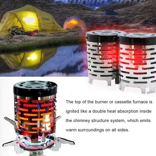 Mini Heating Stove Camping Travel Tent Heating Cover Equipped with Stainless Steel Heating Cover Storage Belt Mesh Bag