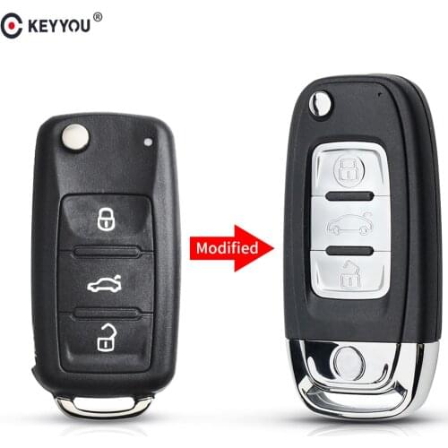 KEYYOU Modified Remote Key Shell For VW VOLKSWAGEN Golf 6 2010G Jetta Beetle Polo Sedan 2011-2016 Tiguan Car Key Case 3 Buttons