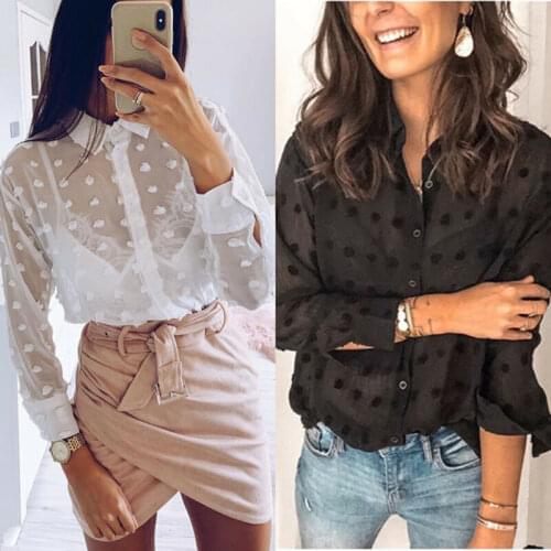 Fashion Blouse Women Women Long Sleeve Button Down Shirts Tops Ladies Summer Loose Casual See Through Blouse Party Streetwear
