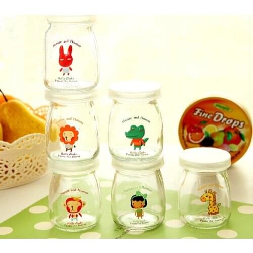 Cartoon Milk Cup Glass Sealed Jars And Lids Storage Bottle Food Candy Storage Tea Container Caning Sealing Violetta Mason Jars