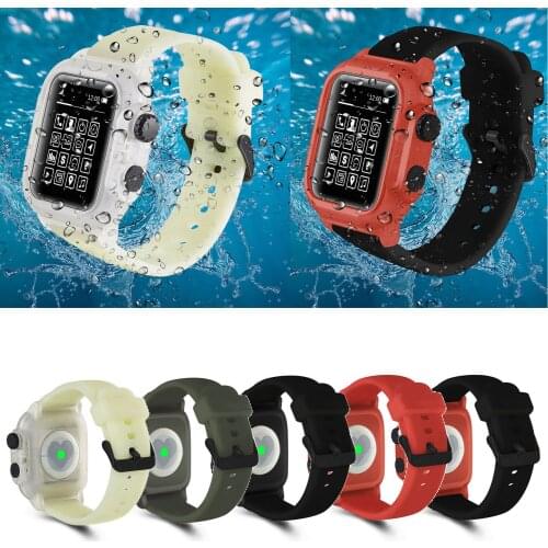 Soft Silicone Sport Strap for Apple Watch Band 42mm 44mm Waterproof Full Watch Case for Apple Watch Series 2 3 4 5 Cover