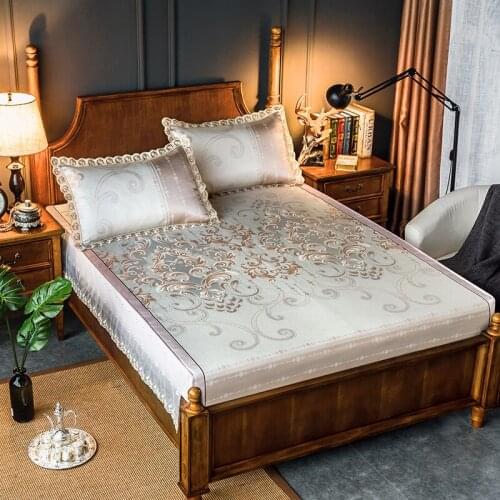 Fitted Sheet Summer Ice Silk Summer Mat 1.8M Bed Wash Folded Summer 1.5 M Air Conditioning Soft Mat Three-Piece Set