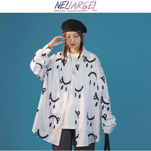 NELLARGEL Women Designer Y2k Harajuku Blouses 2021 Female Long Sleeve Korean Fashion Shirts Girl Vintage Japan Streetwear Shirt